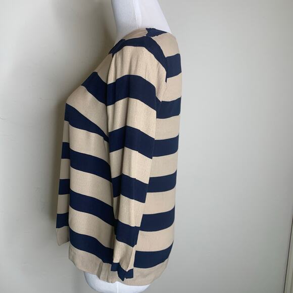 J Crew Scoopneck Blouse Seine Stripe Sz 0 - Picture 3 of 9